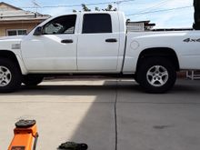 Leveling kit completely installed with Rancho Shocks and struts & 265/75/16 A/T's