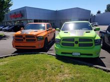 Driving past a dealer, I had to stop and get a photo with a lime green one.