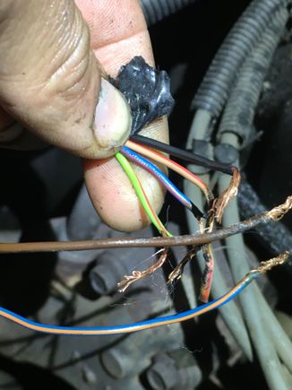 These are the wire colors, 4 wires that are together are light green/red stripe, yellow/red stripe, blue/red stripe, and black. The two other wires together are brown, blue/orange stripe... Any help is appreciated, thank you