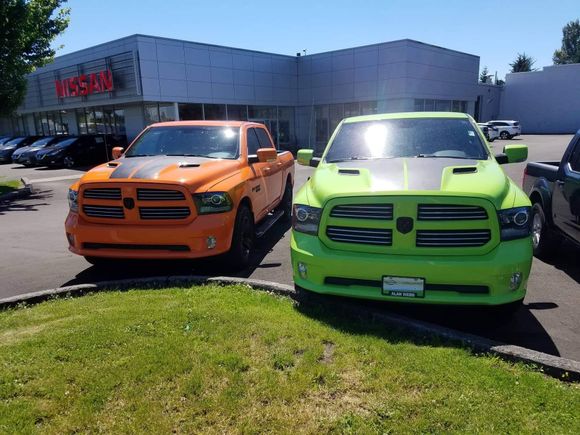 Driving past a dealer, I had to stop and get a photo with a lime green one.