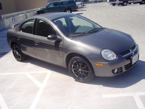 On top the parking garage in the city