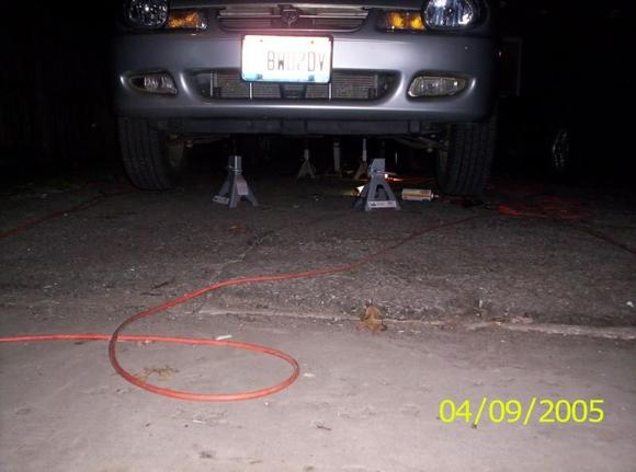 putting in the new exhaust