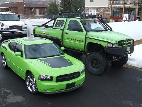 2007 Charger and T-Rex