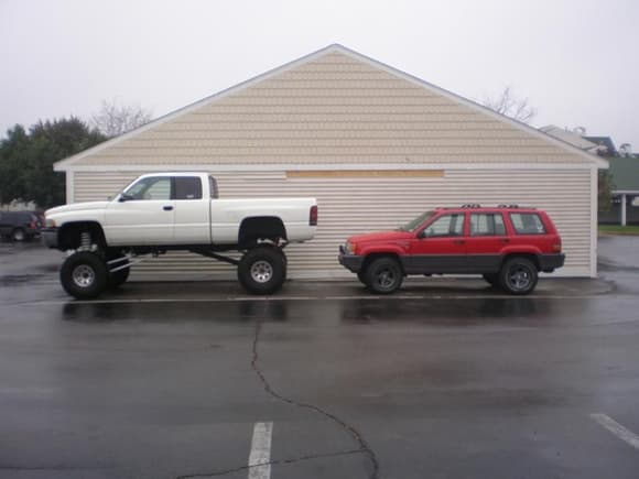 Dodge with 15 inches of lift jeeps with 3