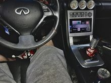 G37 coupe steering wheel, carbon bezel, working airbag for safety, no airbag light on. Fully working steering controls and cruise control! 
Custom short-(er) shifter with effortless +/- shifts. 
DSG like shifting! Rev-match transmission mimics a 6speed when it’s counted on to perform! 