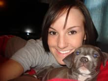 Me with my Pitbull, Zoe.  She's about 60 lbs heavier now. lol