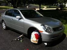 Painting by brake calipers red