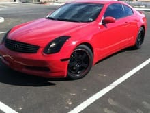 Red on Black with blacked out lights, markers, grille front and back