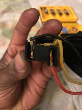 This is the plug after you have unplugged it and what I did is I pulled those wires out of the plug so I can pull them through the cap as you will see on down.