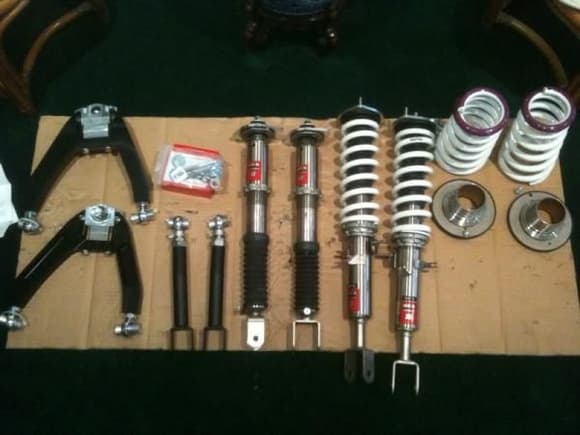 new suspension parts..!! HKS III, SPL front and rear camber arms, SPC toe bolts..