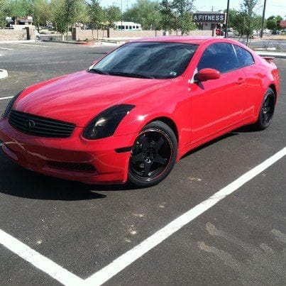 Red on Black with blacked out lights, markers, grille front and back