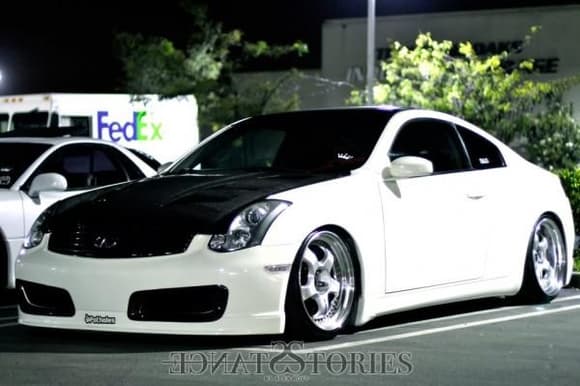 this is how my car looks currently with some Mods..2006 infiniti G35
 Nismo front bumper 
Charge speed back bumper
 HKS high power exhaust
 19 Inch Work Meisters 3pc
 Carbonfiber Trunk
 Carbonfiber Hood 
Carbonfiber Splitters 
AEM short Ram intake .Stance Coilovers Gr  and more ....  131372 3829405408920 1940385451 o