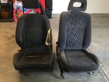 Em1 seats. Had to swap inner rails and cut a tiny bit off the driver side tab. They’re no Recaros, but they’ll do