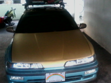 Dry Gold CarbonFiber wrapped my hood of the DA integra front conversion on my CB7 Accord