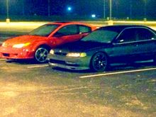 Dropped on Eibach springs and Tru hart shocks. 17 inch drags and 205/40s