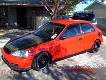 this is the latest pik... carbon hood , carbon hatch, 16inch rotas on nitto gen tires. recaro seats with jdm rear seat, ctr head lights, tein suspension (drop springs) gsr (stock head), eagle rods, ctr pistons (.25 oversized) semi wire tuck... type r front/rear lip and wing
