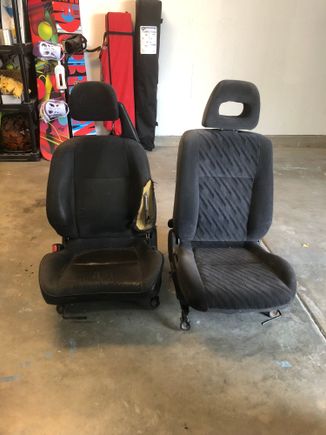 Em1 seats. Had to swap inner rails and cut a tiny bit off the driver side tab. They’re no Recaros, but they’ll do