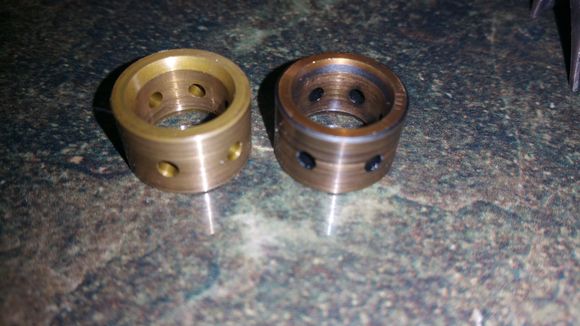 Bearing on the left is from the intake side of the turbo and the one on the right is the exhaust side.