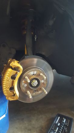 Havent installed the 11 inch rotor yet, but just want to see if the caliper will clear my rim. Surprisingly it clears well just rubs one side of my rim just a bit but not bad since it still allows it to spin freely. Going to just buy a 5mm spacer to have it clear with no issues.