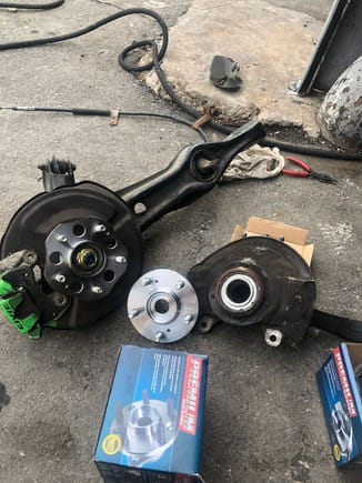 So shortly after my ball joint taking a poop I decided to go 5 lug. I was saving up to do the conversion anyways so this just jump started the process. I already had an early model ITR 4x114 set up so I used that as a start while going with all new hubs, bearings, calipers, brakes, the whole 9. 