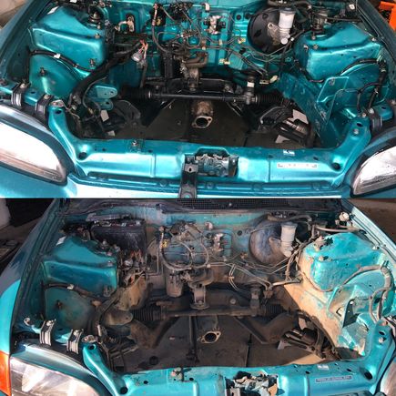 Spent a little time cleaning the engine bay today. No paint, no tucking... just a moderate clean and prep.