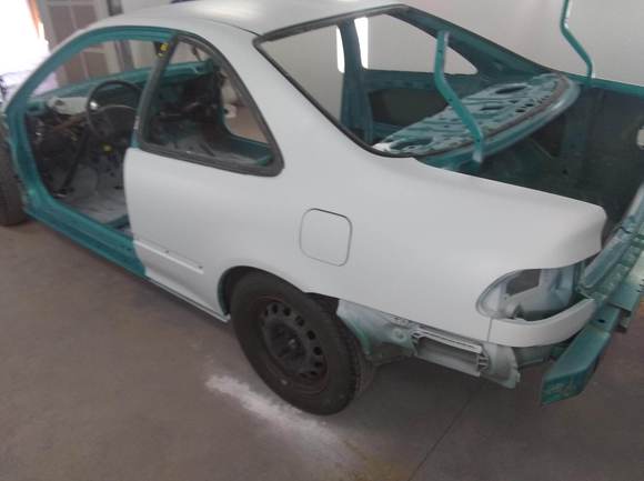 Bodywork on shell put into primer