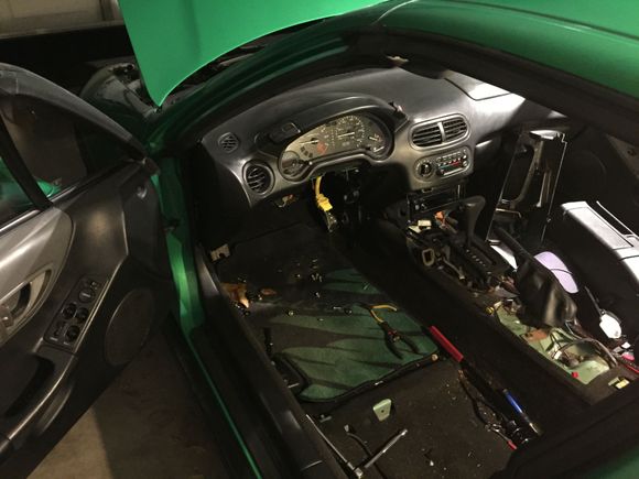 Took out the steering column and seat for maximum working comfort.