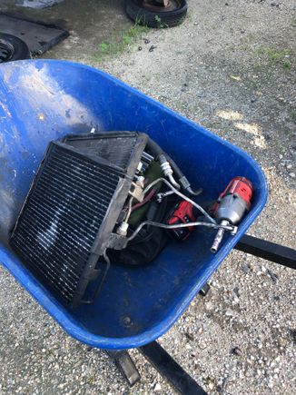 Got some condenser and lines because I thought the new condenser that came with the car didnt fit but it ended up fitting. Just needed to get some various hardlines from the yard