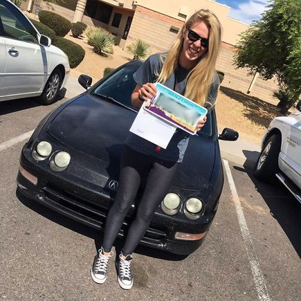 Registering her at the DMV.