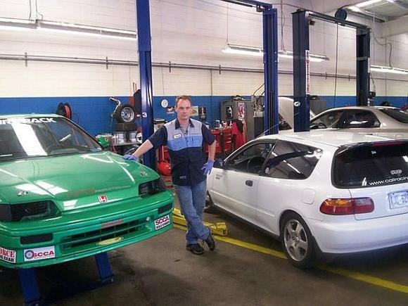 me with my two girls. turbo drag hatch and cr-x autocrosser