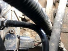 Map sensor itself. Intake on left, transmission to the right. The sensor tilts downward to the right.