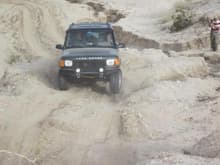 3 wheeling with sway bars going up the Diablo Drop off in Anza Borrego