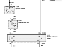 This is the diagram for the relay in the kick panel you should have 12 volts on pin 30 and 12 volts at pin 87 when the key is in the start position.