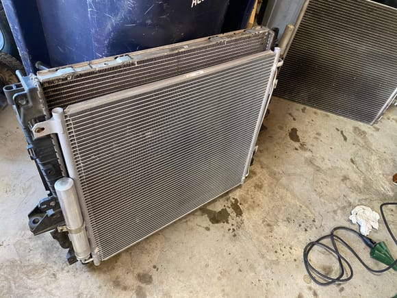 Condenser fitted to the radiator.