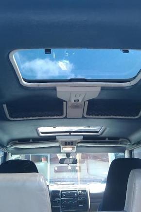 After the new headliner is installed.  No sag!!  Looks good.