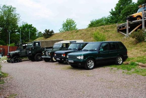 Some of the cars on display at the Experience Center (or Centre if you're British). Gotta love the Defender with the snowmobile treads!