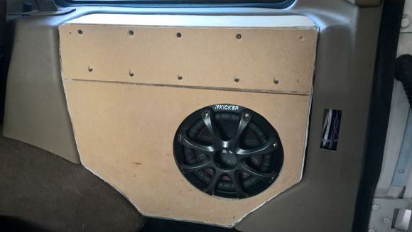 Sub installed and box sealed, it sounds awsome, just need to do the finish work and wrap it in vinyl to match existing interior.