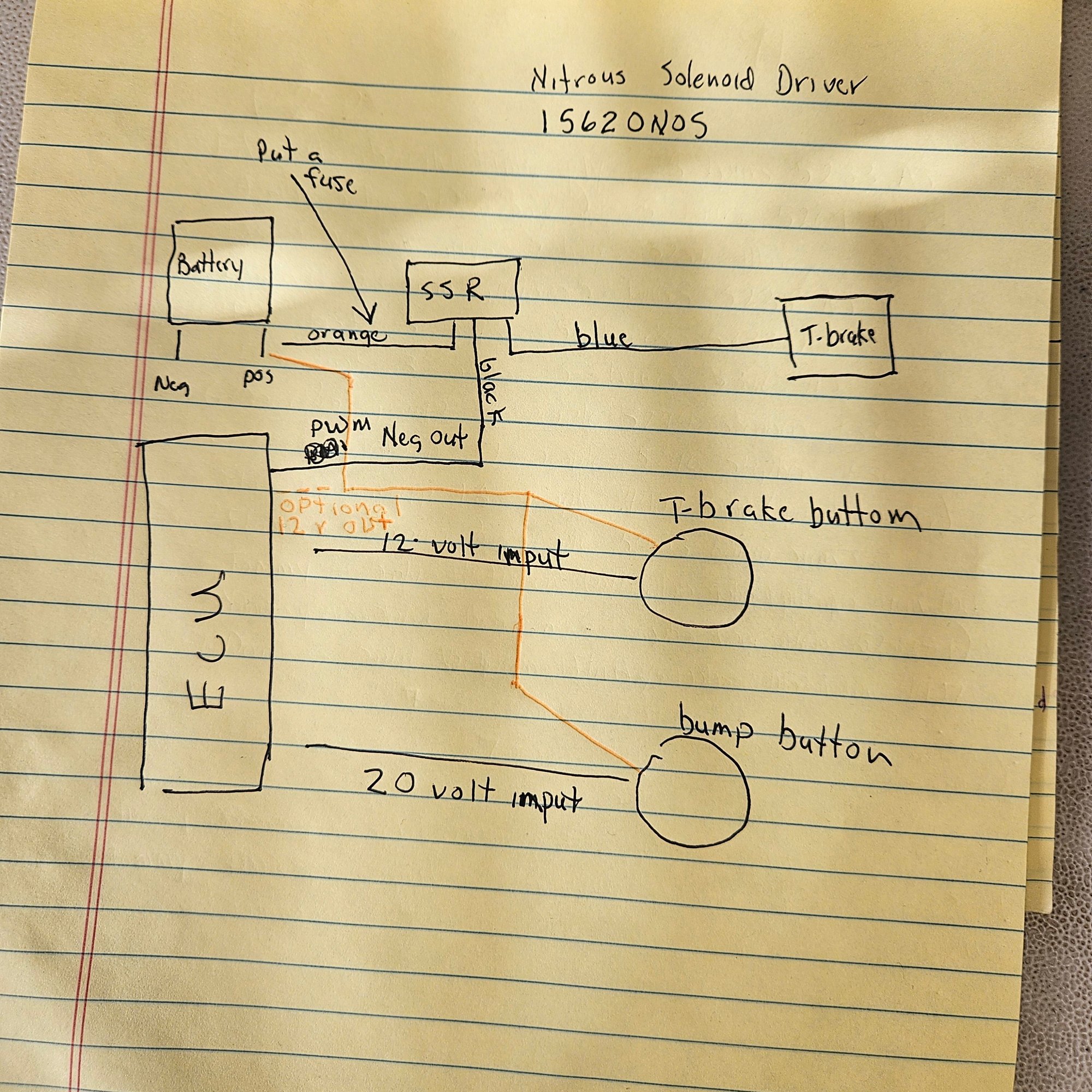 This is how my transbrake is wired, im getting around 9 or 10v coming out the blue wire so that has me more confused.