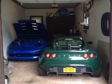 2 cars in a one car garage... makes it really hard to work! Lotus is now sold for a new daily driver