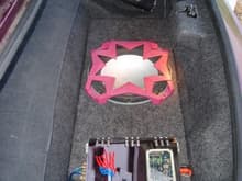 Custom built sub box/amp rack and capacitor mount designed and built by myself