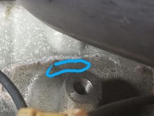 Small crack here leaking coolant. 