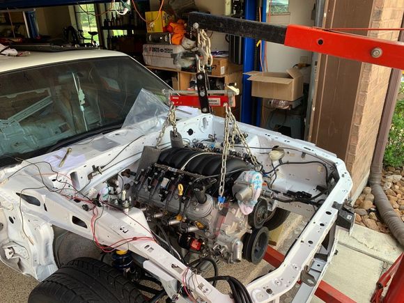 It was really exciting to see this LS3 inside the Mustang engine compartment!
