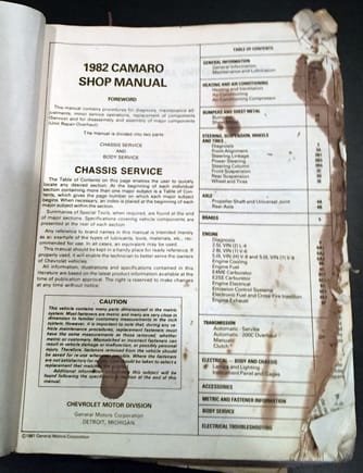 First Page 1982 Camaro Shop Manual
