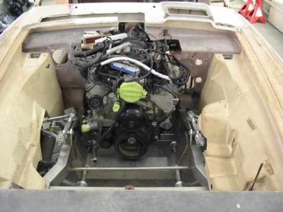 Front view of LS1 in engine bay.