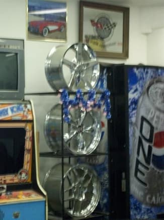We  stock Aftermarket Wheels, drink a little Pepsi and play alittle Donkey Kong from time to time -