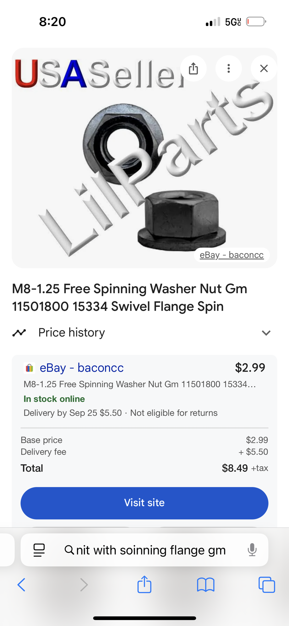 Example of type of nut. Mine is 19mm hex 