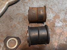 Front ES bushing new compared to used (off my old car). It didn't last so i did not use ES front bushings. 