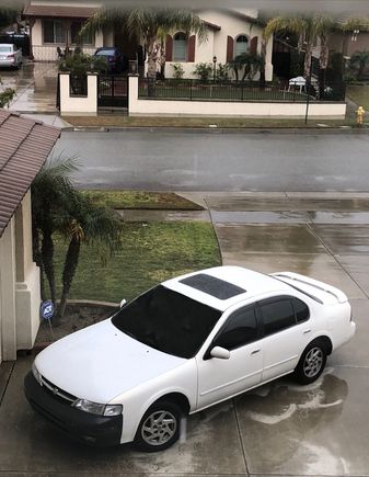 See the difference between the hood which is basic white and the rest of the car.