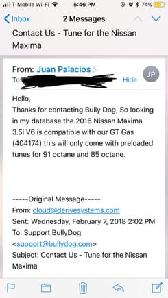Emailed bullydog to see if their progress with the Maxima tune was finished or not and they say it is! Not sure if this is 100% true but I know a few members on here we’re looking into this a couple months ago. What do you guys think?