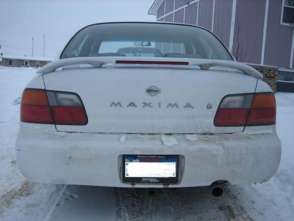 my new spoiler. the old one got broken off after i got stuck in the snow n was getting a pushed out. someone pushed on the spoiler instead of the trunk and broke it right off.